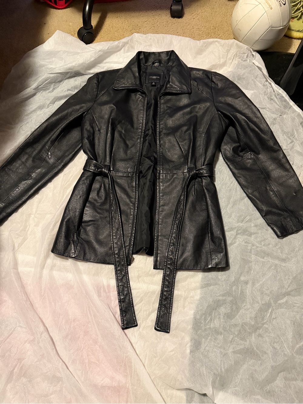 Womens Colebrook & Co. Black Faux Leather Belted Jacket